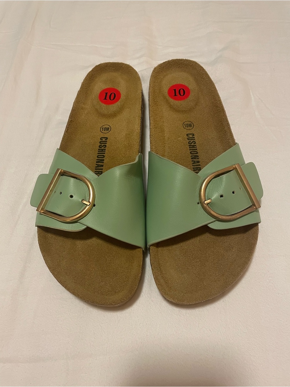 Mint Green Buckle Slide Sandals - Women